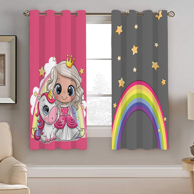 پرده نیروانا طرح تک شاخ کودک مدل مخمل کد 5081 سایز 140×200 سانتی متر