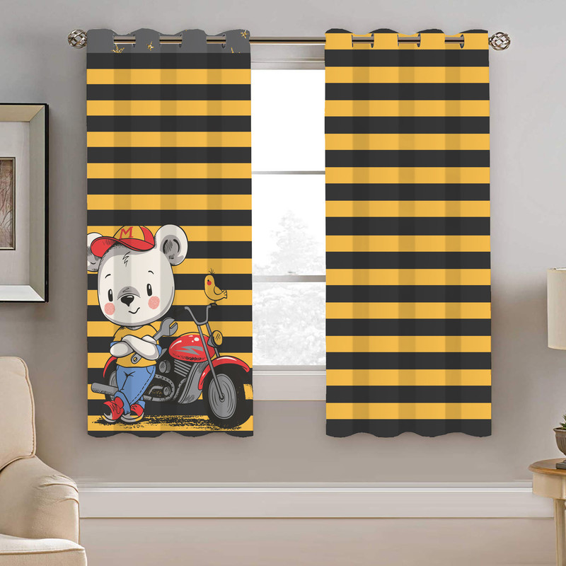 پرده نیروانا طرح خرسی پسرونه مدل مخمل کد 5095 سایز 140×200 سانتی متر