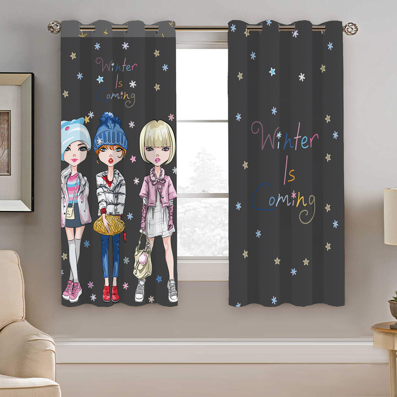 پرده نیروانا طرح دخترونه مدل مخمل کد 5096 سایز 140×200 سانتی متر