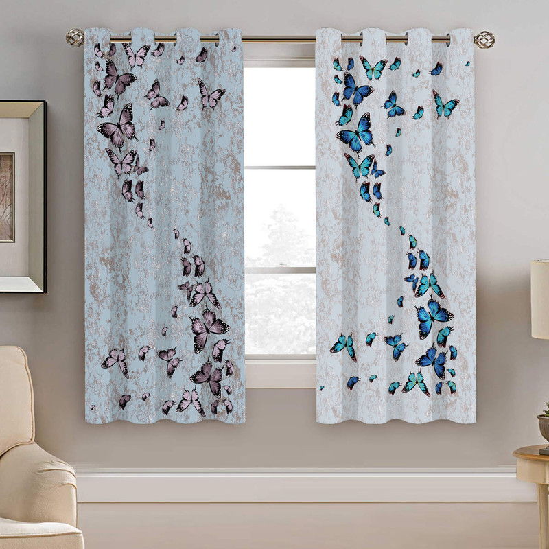 پرده نیروانا طرح پروانه مدل مخمل کد 4578 سایز 140×200 سانتی متر