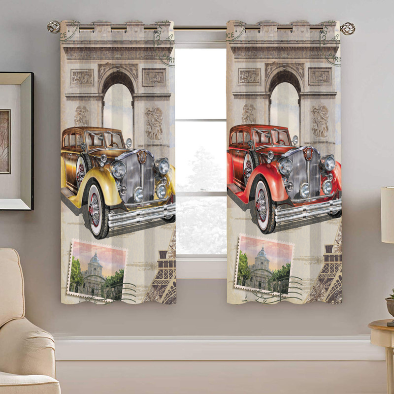 پرده نیروانا طرح ماشین مدل مخمل کد 4757 سایز 140×200 سانتی متر