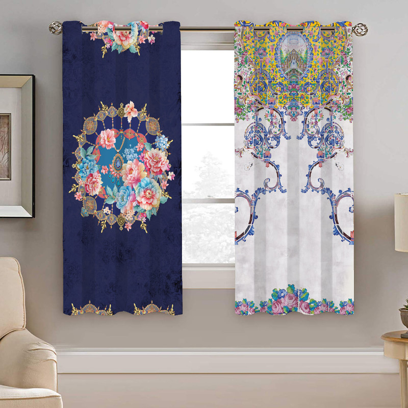 پرده نیروانا طرح سنتی مدل مخمل کد 4746 سایز 140×200 سانتی متر