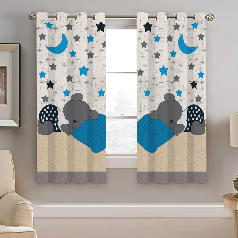 پرده نیروانا طرح خرسی کودک مدل مخمل کد 8036 سایز 140×200 سانتی متر