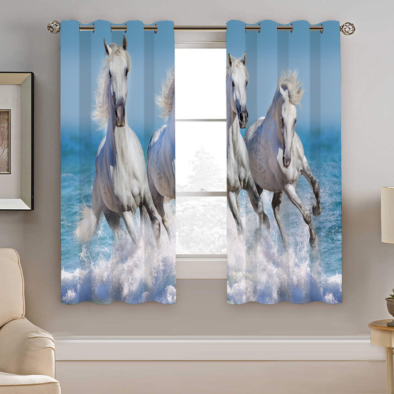 پرده نیروانا طرح اسپ مدل مخمل کد 5026  سایز 140×200 سانتی متر