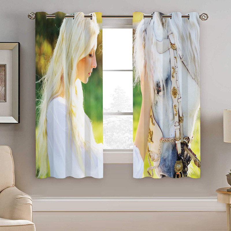 پرده نیروانا طرح اسپ مدل مخمل کد 5048 سایز 140×200 سانتی متر