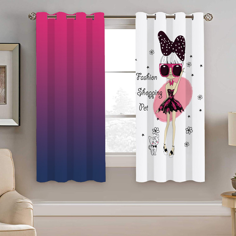 پرده نیروانا طرح دختر فشن کودک مدل هازان کد 8378  سایز 140×200 سانتی متر