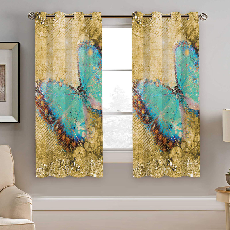 پرده نیروانا طرح پروانه زیبا مدل هازان کد 8646 سایز 140×200 سانتی متر