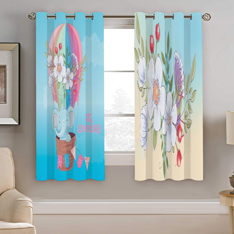 پرده نیروانا طرح  فیل کودک مدل هازان کد 8175 سایز 140×200 سانتی متر