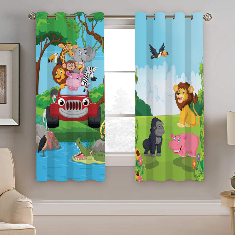 پرده نیروانا طرح جنگل کودک مدل هازان کد 8314 سایز 140×200 سانتی متر