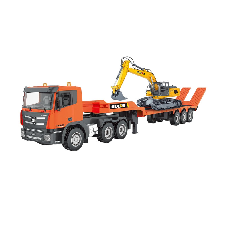 ماشین بازی کنترلی هوینا مدل تریلر حمل بیل مکانیکی مجموعه 2 عددی