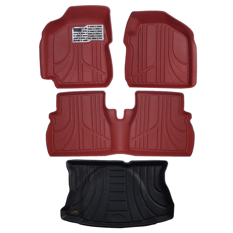 کفپوش سه بعدی خودرو مکس مدل MAX-MH مناسب برای کوییک پلاس به همراه کفپوش صندوق خودرو