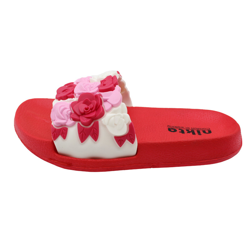  دمپایی دخترانه نیکتا طرح سه گل مدل K1-397-497-RD 