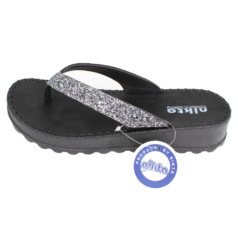 دمپایی زنانه نیکتا مدل اکلیلی K1-017 رنگ نقره ای