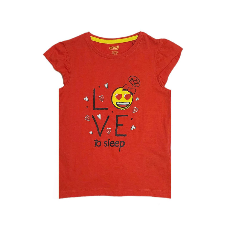 تی شرت آستین کوتاه دخترانه ایموجی مدل 3992