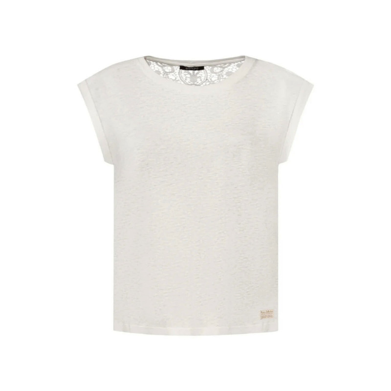 تی شرت آستین کوتاه زنانه اسمارا مدل کتان دانتل