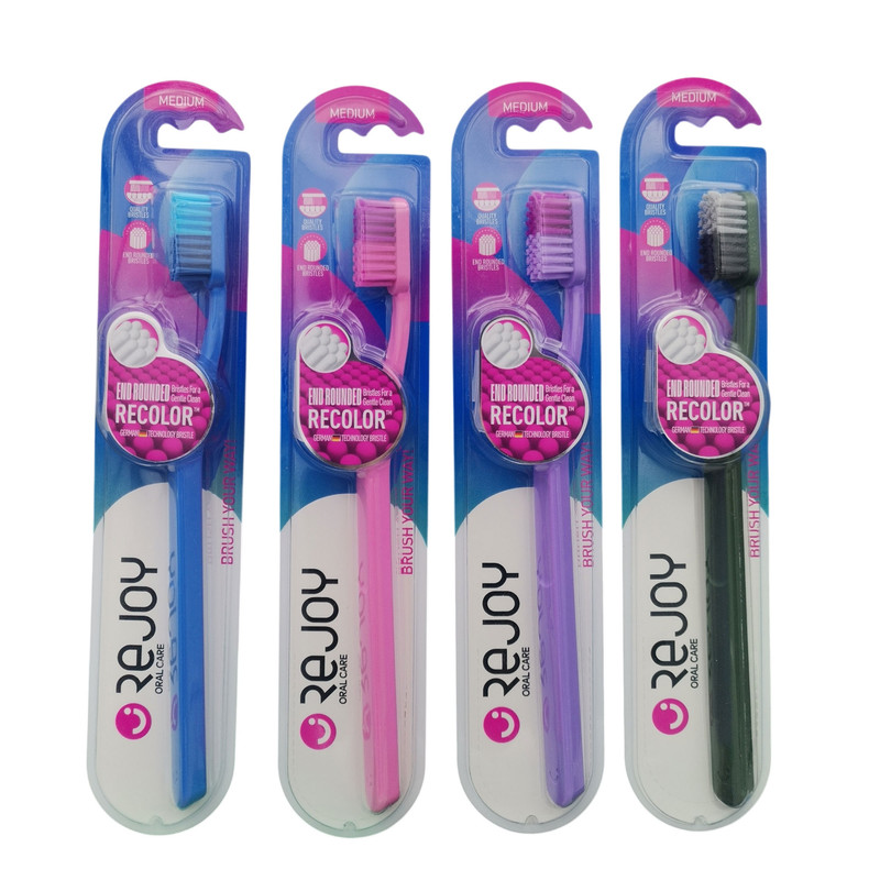 مسواک ریجوی مدل ری کالر با برس متوسط بسته 4 عددی