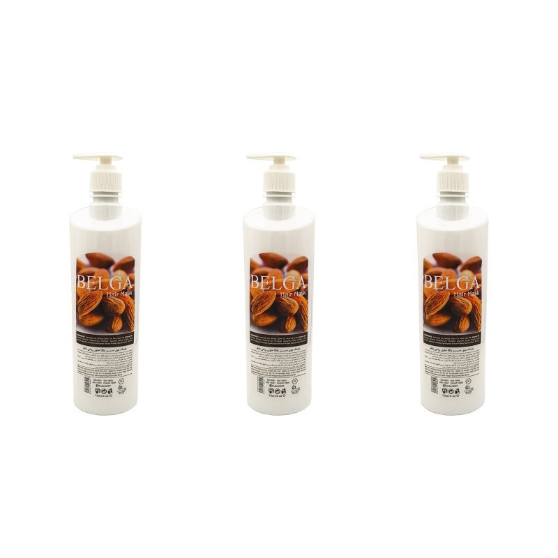 ماسک مو بلگا مدل بادام حجم 750 میلی لیتر مجموعه 3 عددی