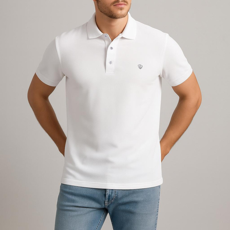 پولوشرت آستین کوتاه مردانه تاپیک مدل یقه برگردان رنگ سفید