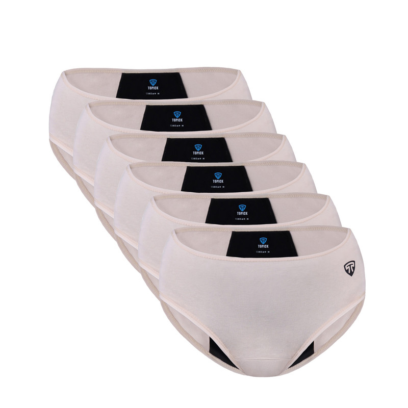 شورتکس  زنانه تاپیک مدل لایه جاذب ضدحساسیت رنگ کرم بسته 6 عددی