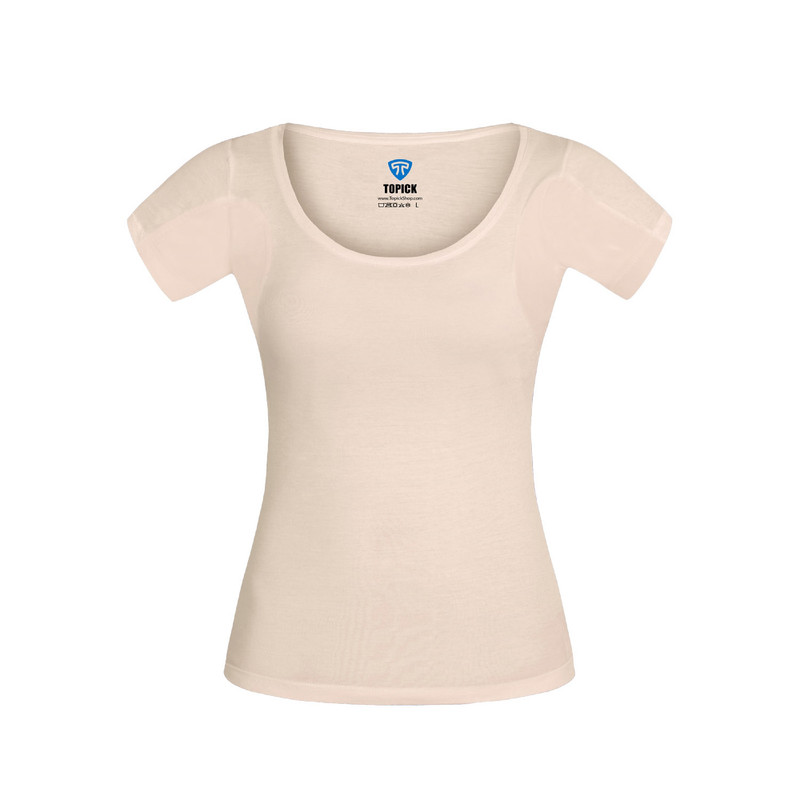 تی شرت آستین کوتاه زنانه تاپیک مدل ضد تعریق مودال رنگ کرم