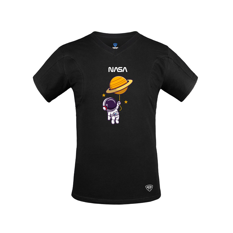 تی شرت آستین کوتاه مردانه تاپیک مدل نانو آنتی باکتریال ضدتعریق یقه هفت بسته طرح ناسا