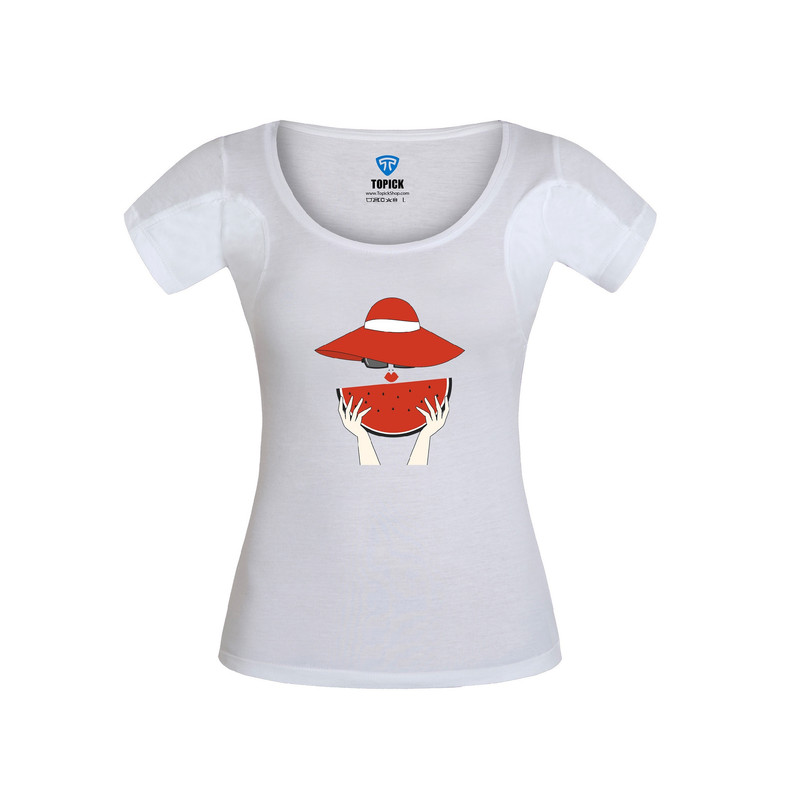 تی شرت آستین کوتاه زنانه تاپیک مدل ضدتعریق رنگ سفید