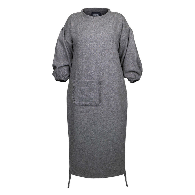 پیراهن زنانه تاپیک مدل زمستانه توییت رنگ طوسی