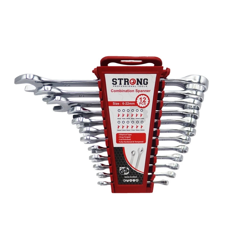آچار یکسر تخت و یکسر رینگی استرانگ مدل AJ-12PCS-STRONG مجموعه 12 عددی