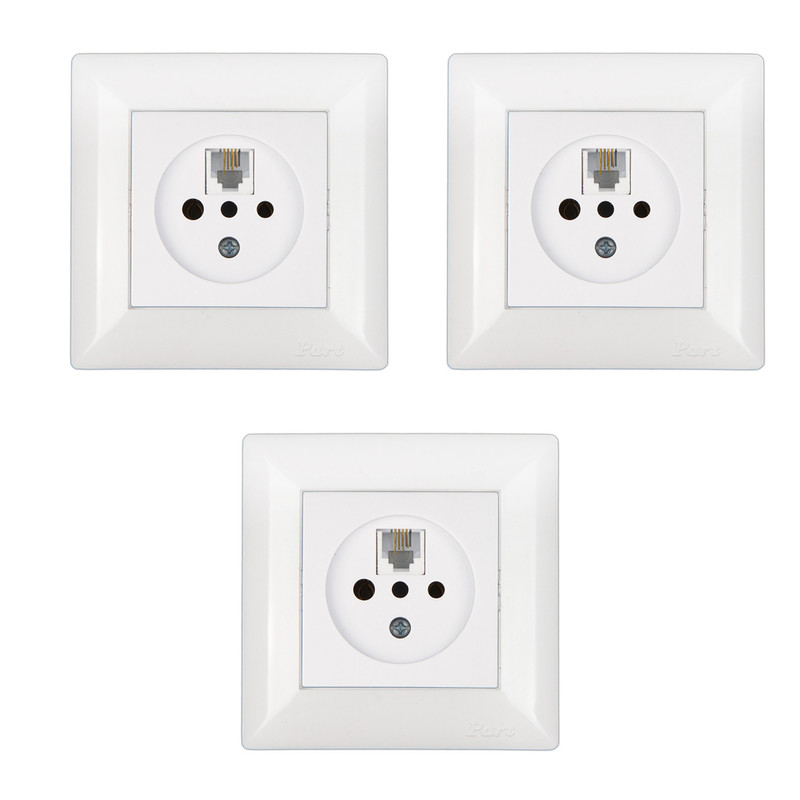 پریز تلفن پارت الکتریک مدل Aseman مجموعه 3 عددی