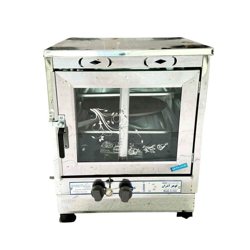 تنور گازی گوهر آذران مدل دو شعله دو سینی درب پنجره ای