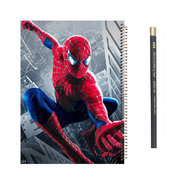 دفتر نقاشی مدل مرد عنکبوتی به همراه مداد