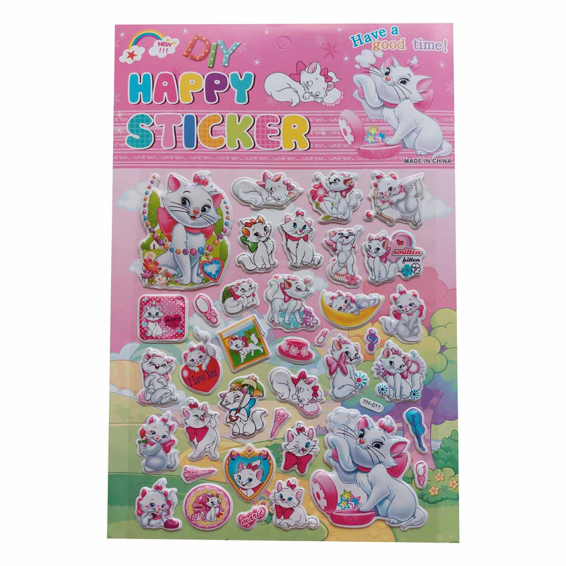 برچسب مدل پفکی برجسته طرح گربه های اشرافی 