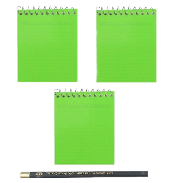 دفترچه یادداشت 50 برگ طرح مینی به همراه مداد بسته 3 عددی