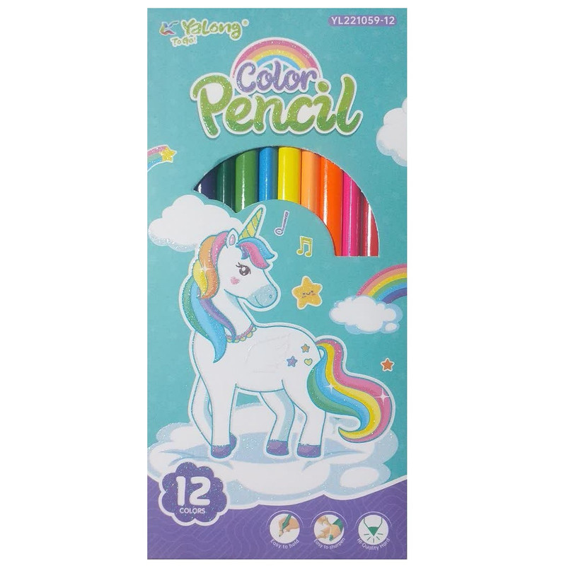مداد رنگی 12 رنگ یالونگ مدل یونیکورن کد 001