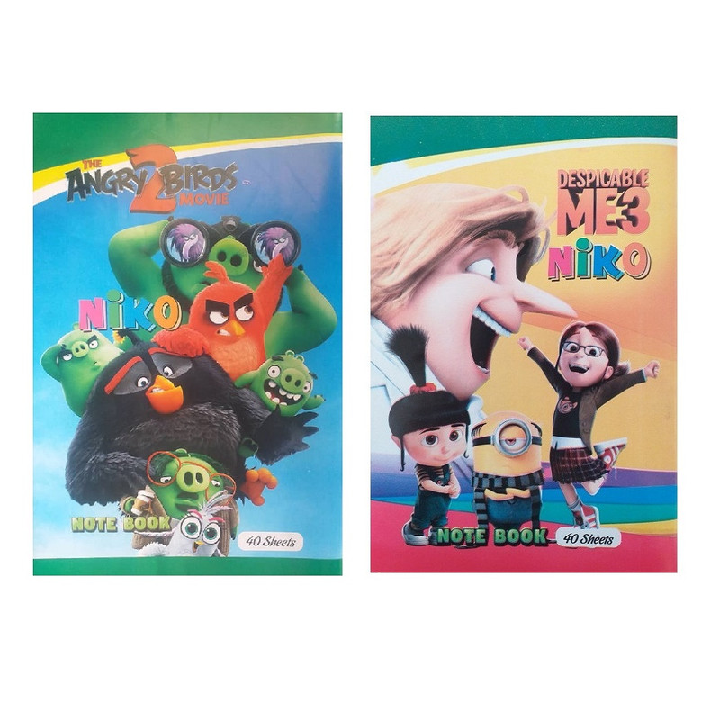دفتر مشق 60 برگ نیکو مدل انگری و مینیون بسته 2 عددی