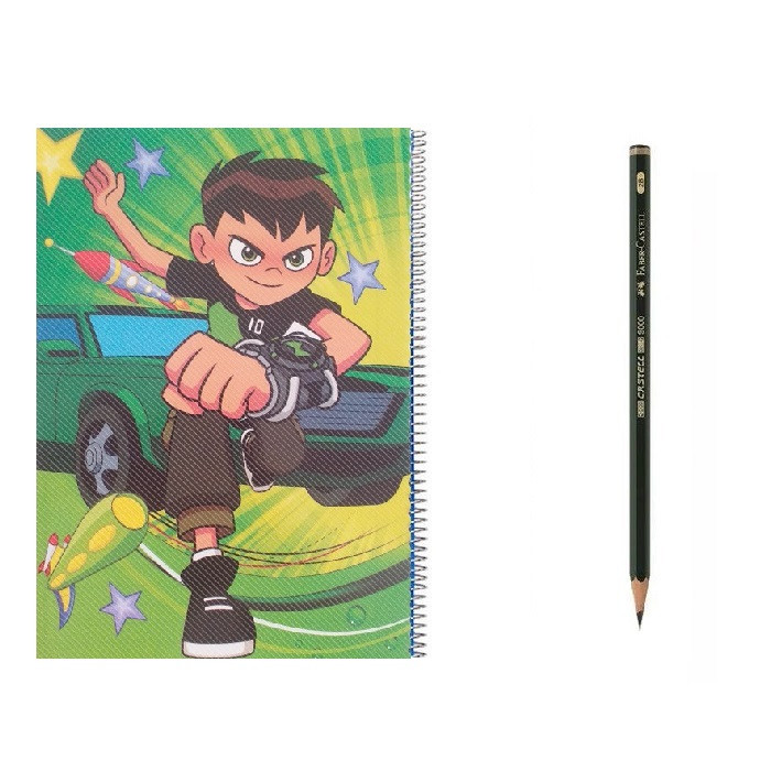 دفتر مشق 100 برگ مدل بن تن به همراه مداد