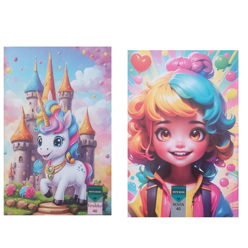 دفتر نقاشی 40 برگ ویشکو مدل یونیکورن و دختر کوچولو بسته 2 عددی