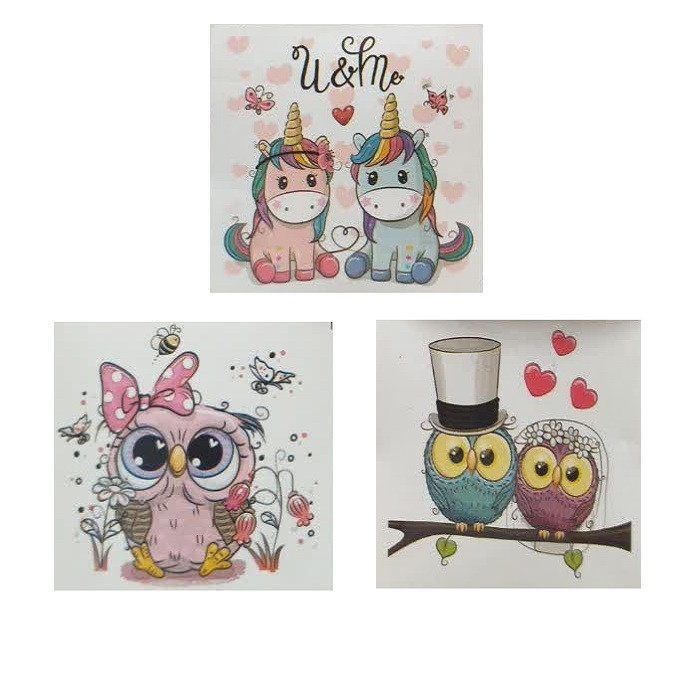 برچسب مدل یونیکورن و جغد بسته 3 عددی