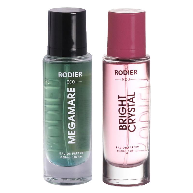 عطر جیبی مردانه و زنانه رودیر مدل MEGAMARE AND CRYSTAL BRIGHT حجم 30 میلی لیتر مجموعه 2 عددی