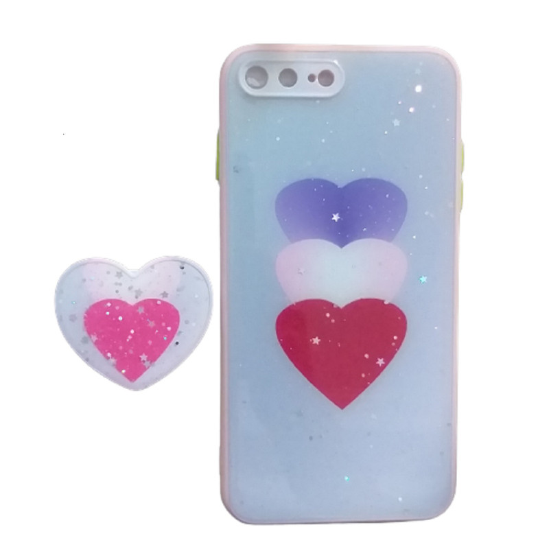 کاور مدل7P قلبی مناسب برای گوشی موبایل اپل IPhone7 Plus به همراه پایه نگهدارنده