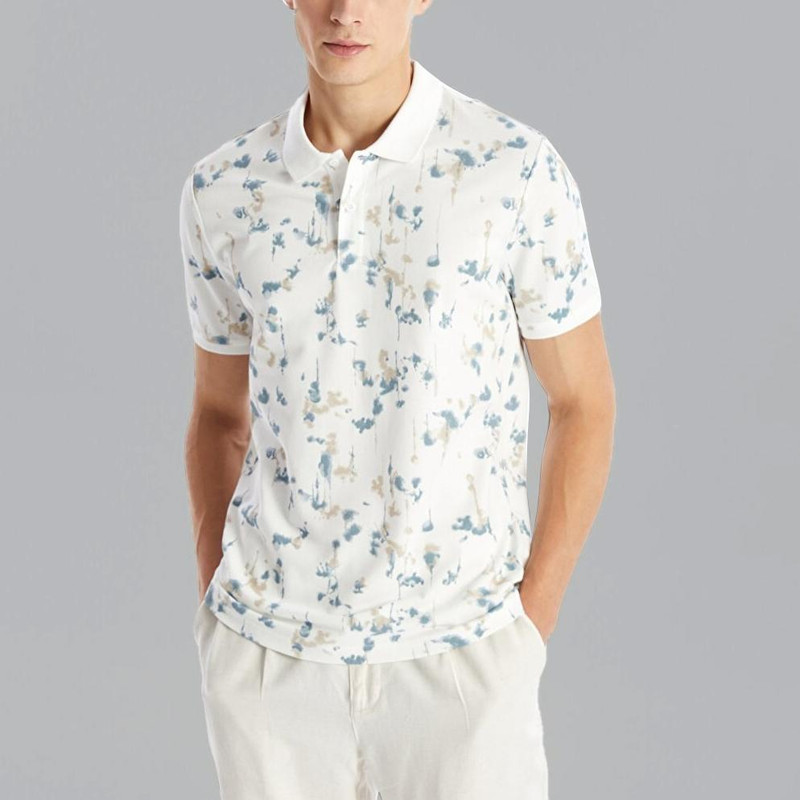 پولوشرت آستین کوتاه مردانه ال سی وایکیکی مدل اسلیم افکت هاوایی رنگ سفید