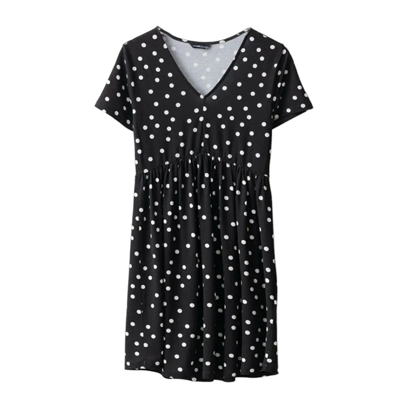 پیراهن یقه هفت زنانه ال سی وایکیکی مدل اسلیم افکت رنگ مشکی