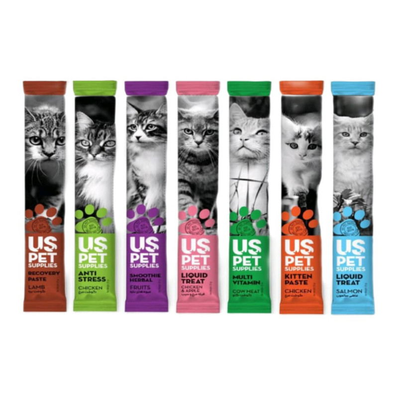 بستنی گربه یو اس پت مدل PACK وزن 20 گرم مجموعه 7 عددی 