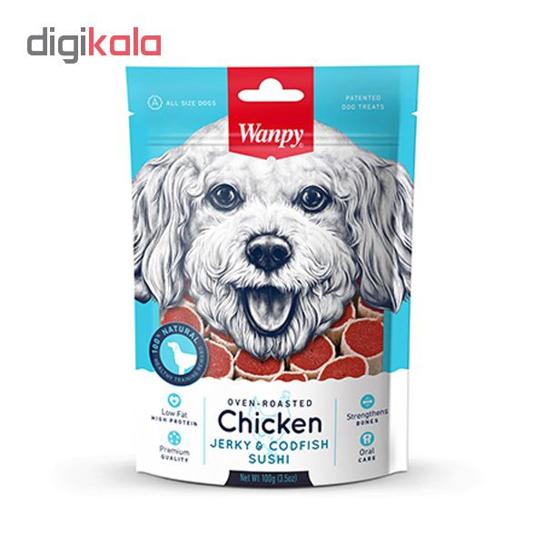 غذای تشویقی سگ ونپی مدل Chicken Jerky And Codfish Sushi وزن 100 گرم