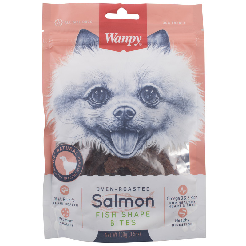 غذای سگ ون پی مدل SALMON FISH SHAPE BITES وزن 100 گرم