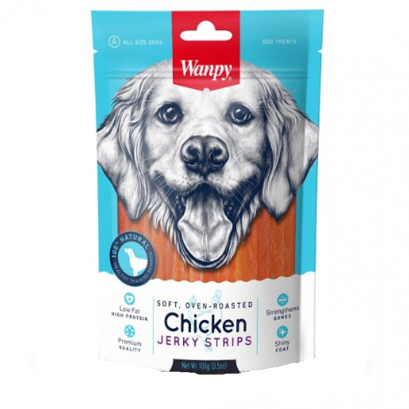 تشویقی سگ ونپی مدل چیکن جرکی استریپ وزن 100 گرم