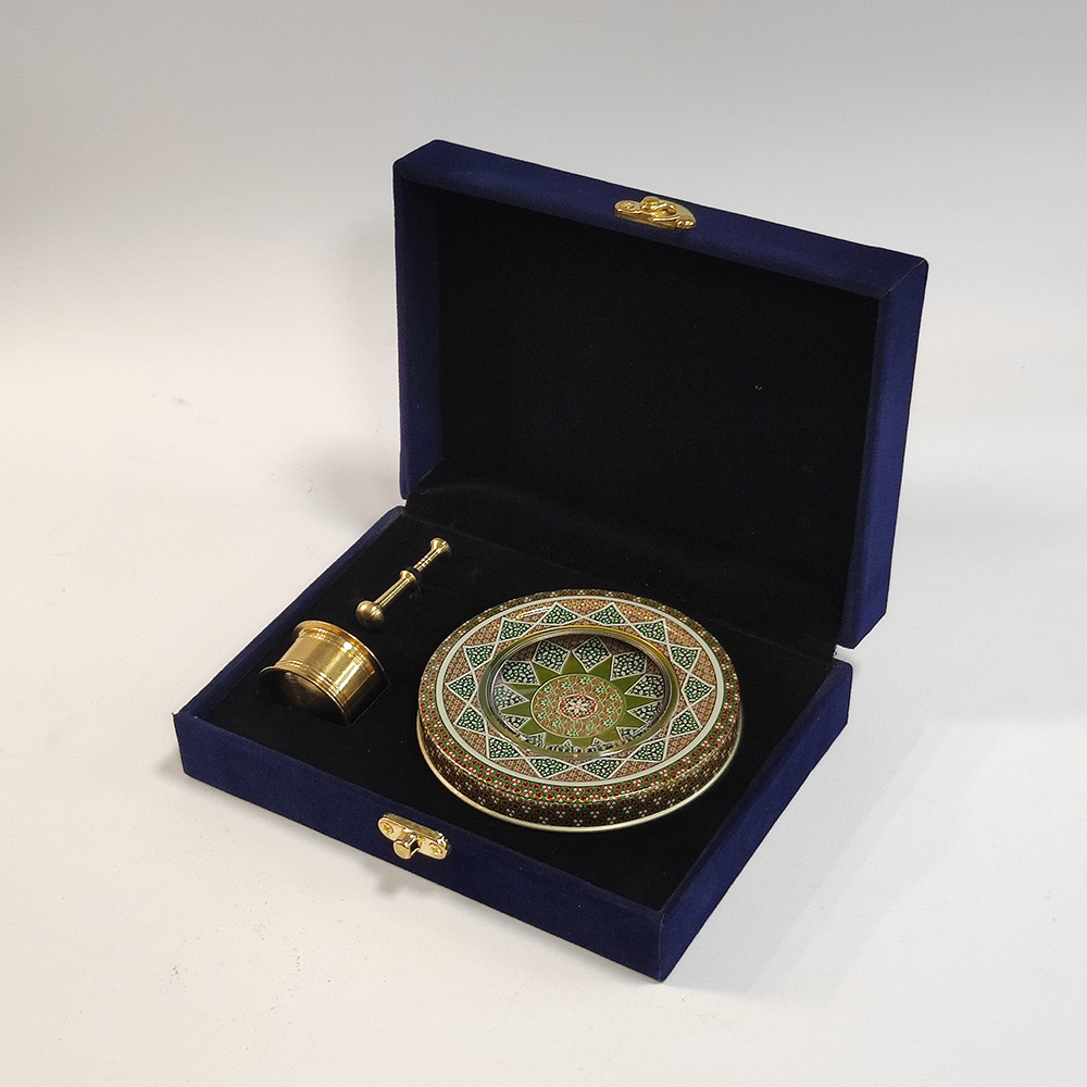 ظرف زعفران کادویی - مناسب 5 گرم زعفران همراه هاون 2101