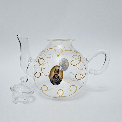 قوری پیرکس زعفران با طرح شاه عباسی