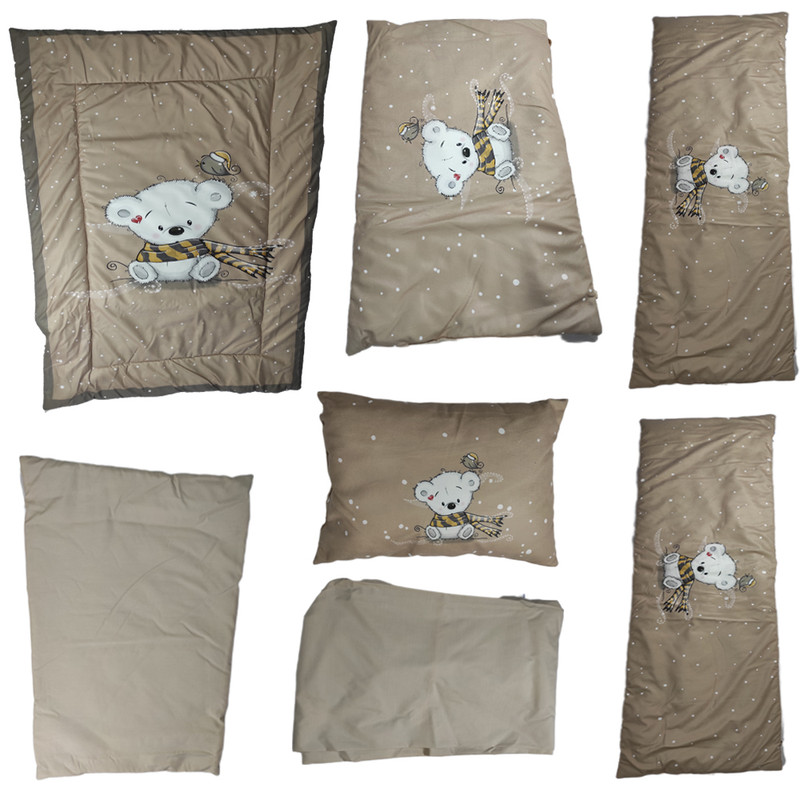 سرویس روتختی نوزاد مدل خرس شالدار  کد 4 مجموعه 7 عددی