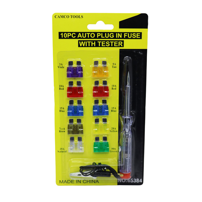 دستگاه تست فیوز خودرو کامکو تولز مدل YP-CHN-65384 به همراه فیوز مجموعه 11 عددی 